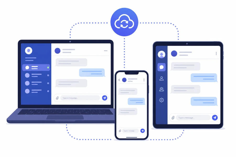 Telegram em vários dispositivos sincronizados